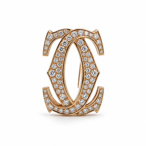 Cartier - Vintage Brooch - Double C Motif - Yellow Gold and Diamonds