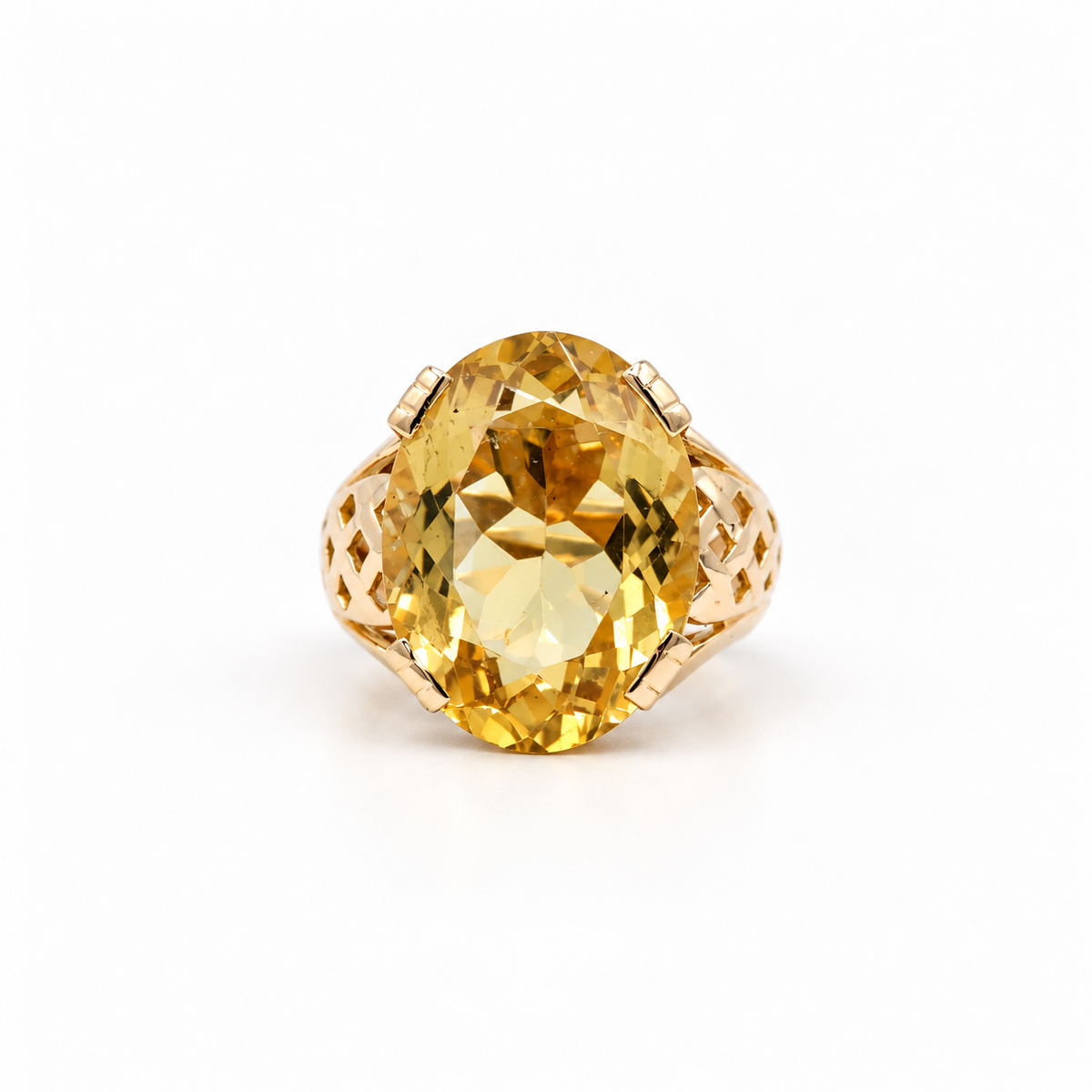 Bague Or rosé - Citrine Ovale