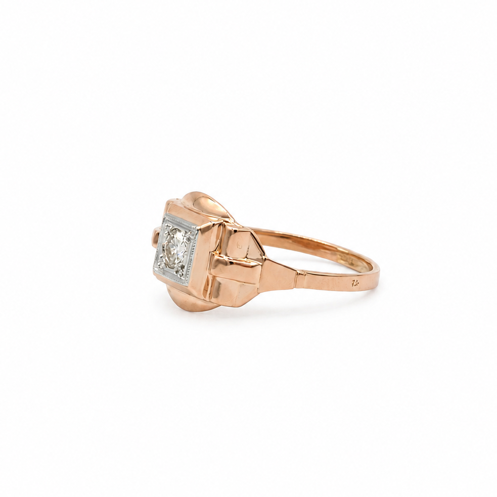 Bague Tank - Or rose - Diamant
