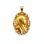 Médaille religieuse Or Jaune et perles de culture
