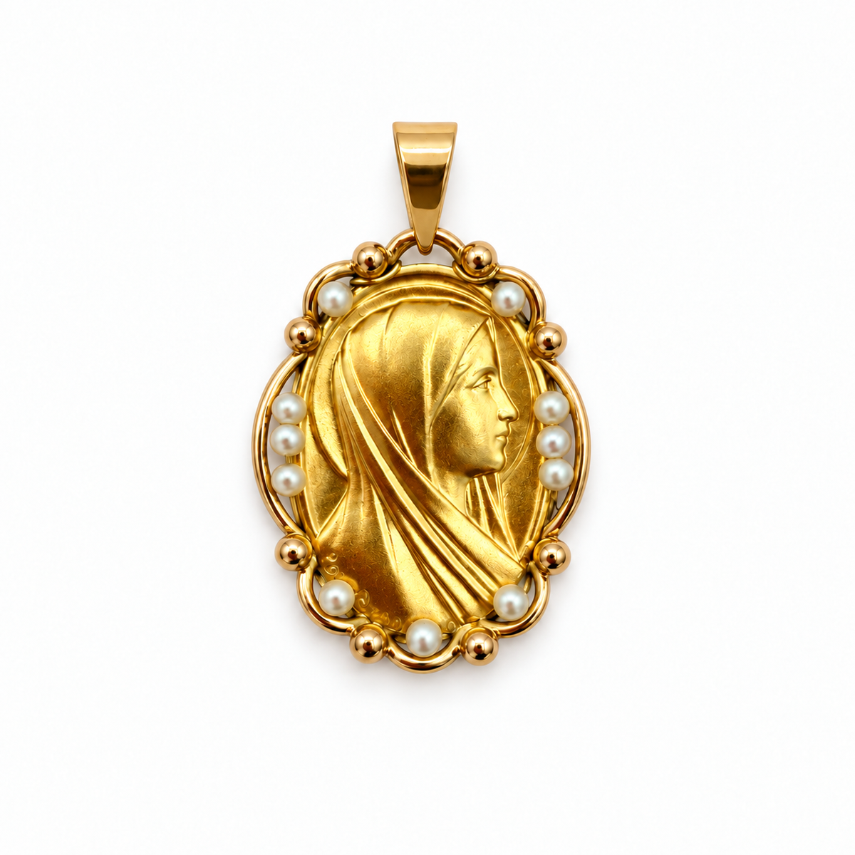Médaille religieuse Or Jaune et perles de culture