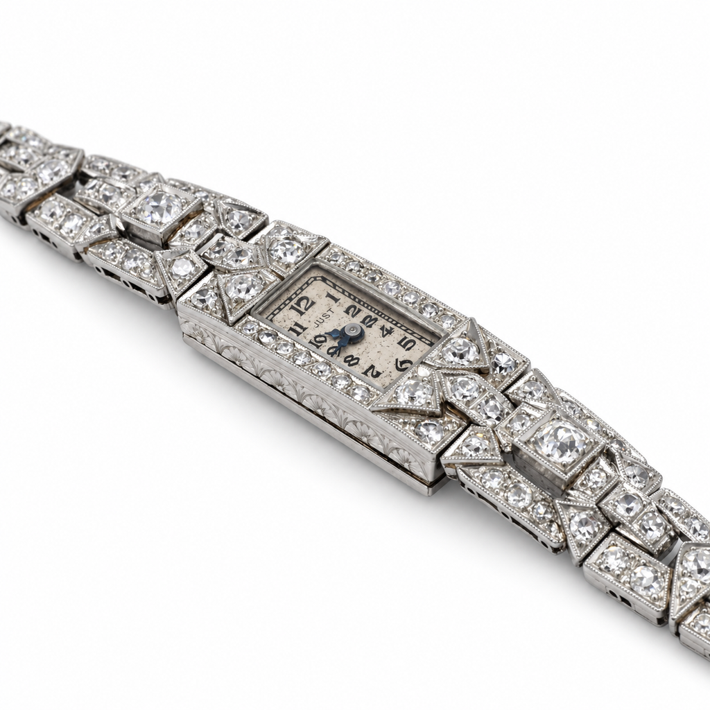 Art déco - Montre femme Platine et diamants