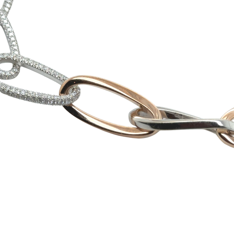 Collier Chaîne d’Ancre - Or blanc, Or rose et Diamants