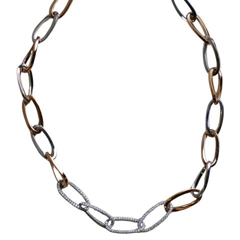 Collier Chaîne d’Ancre - Or blanc, Or rose et Diamants