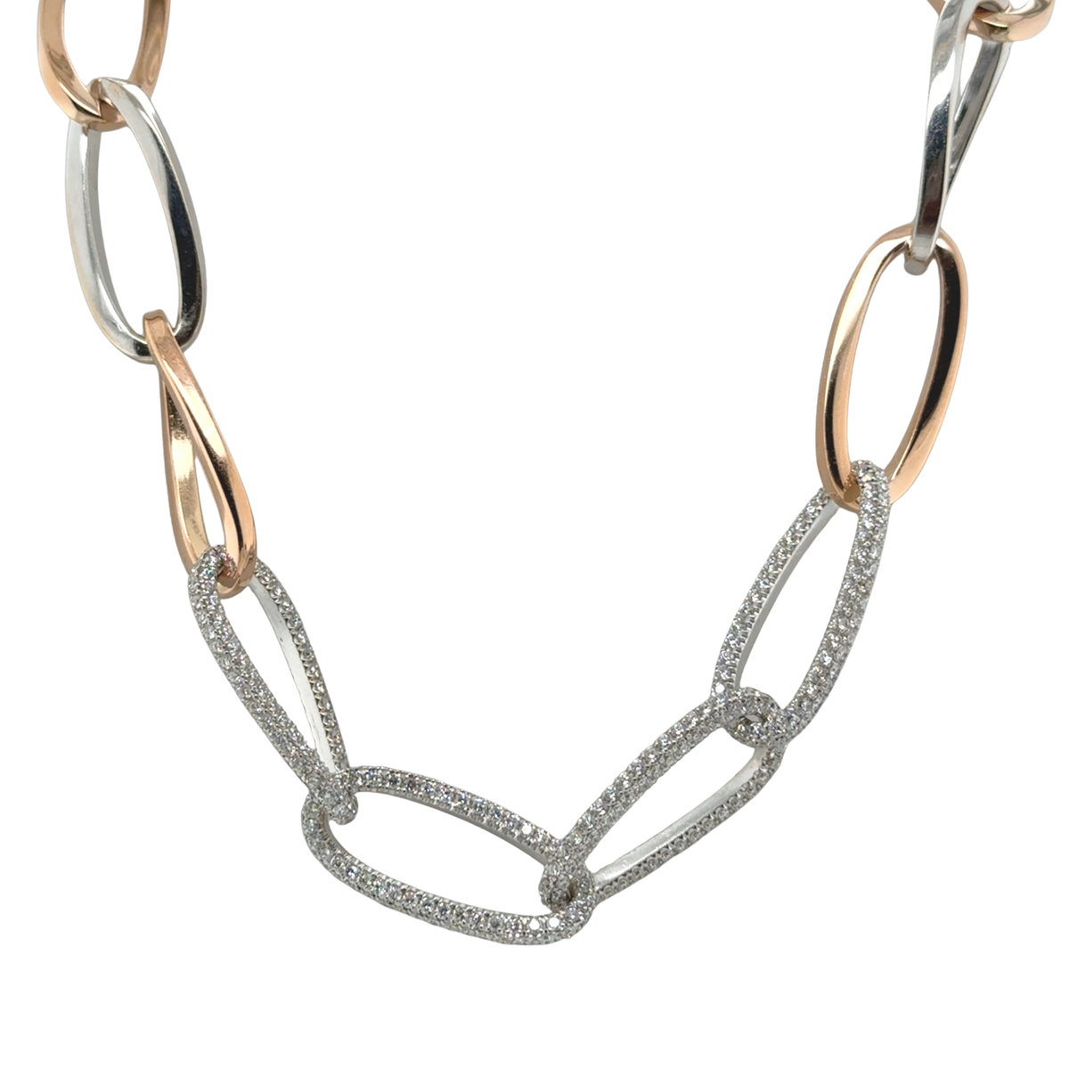 Collier Chaîne d’Ancre - Or blanc, Or rose et Diamants