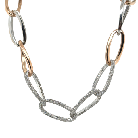 Collier Chaîne d’Ancre - Or blanc, Or rose et Diamants