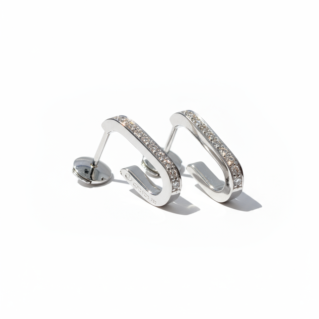 DINH VAN - Boucles d’oreilles Maillon - Moyen Modèle - Or blanc et Diamants