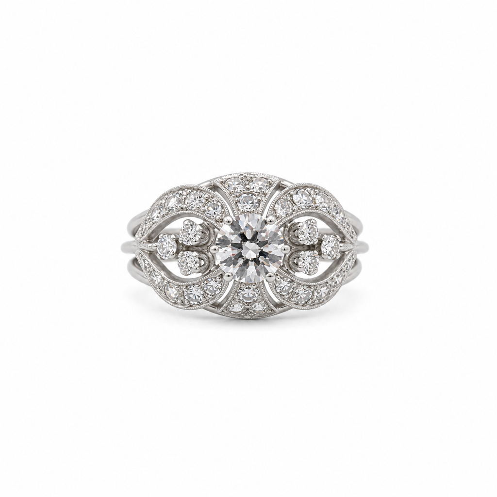 Art déco - Bague Platine et diamants
