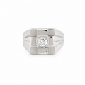 Chevalière Or blanc - Diamant 0,30 carat