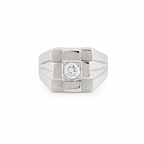 Chevalière Or blanc - Diamant 0,30 carat