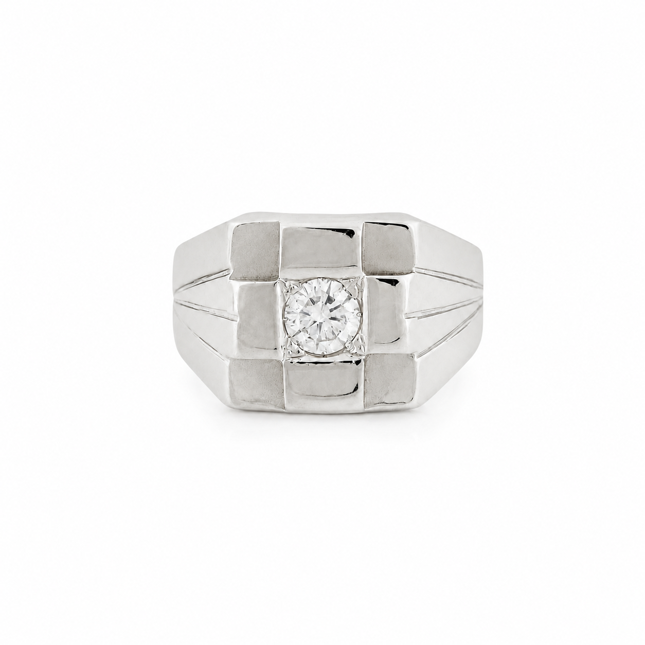 Chevalière Or blanc - Diamant 0,30 carat