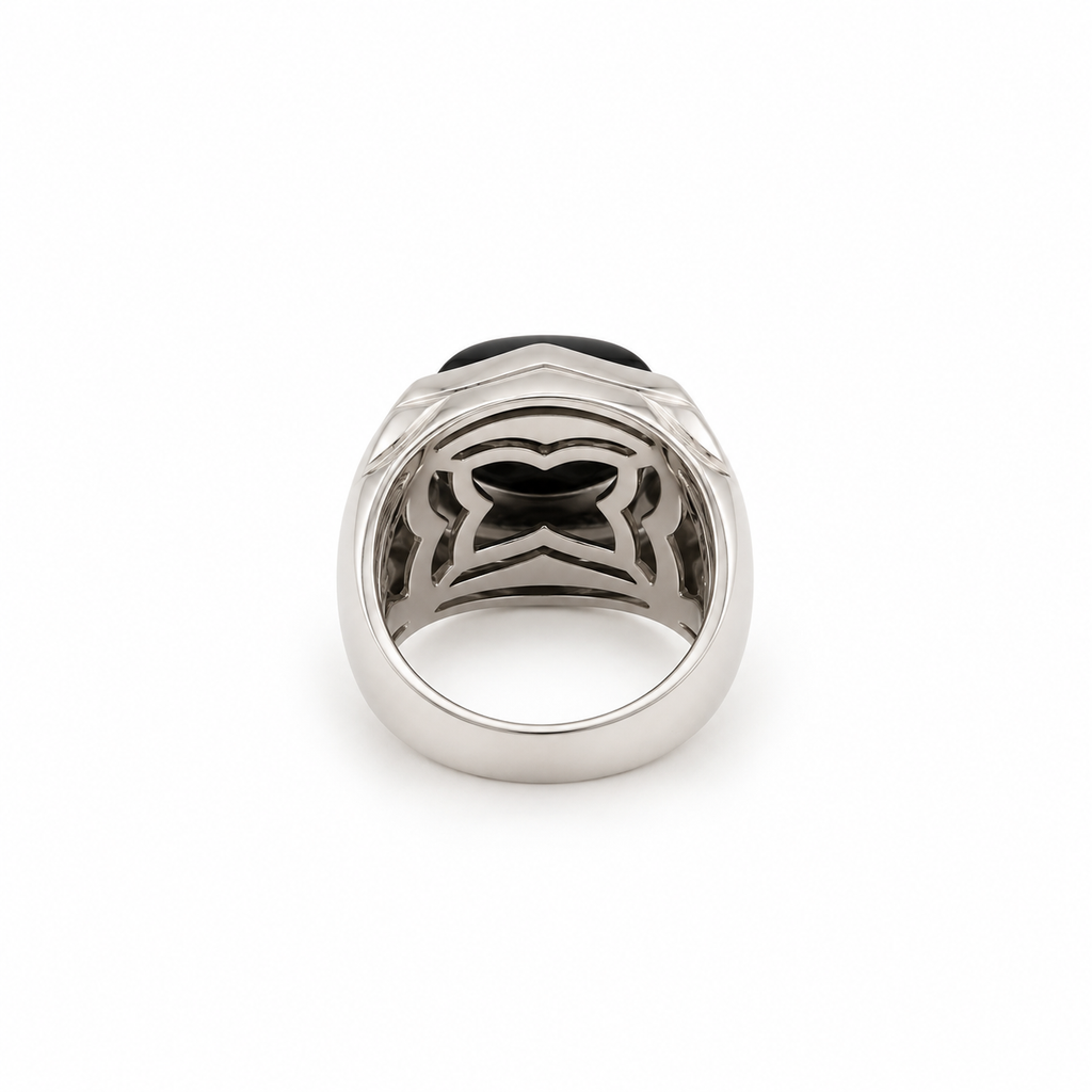 Bulgari - Bague Pyramide - Or blanc - Onyx