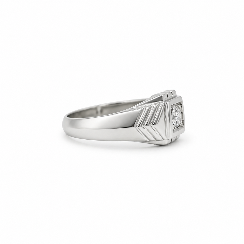 Bague Jonc Or blanc Diamant 0,20 carat