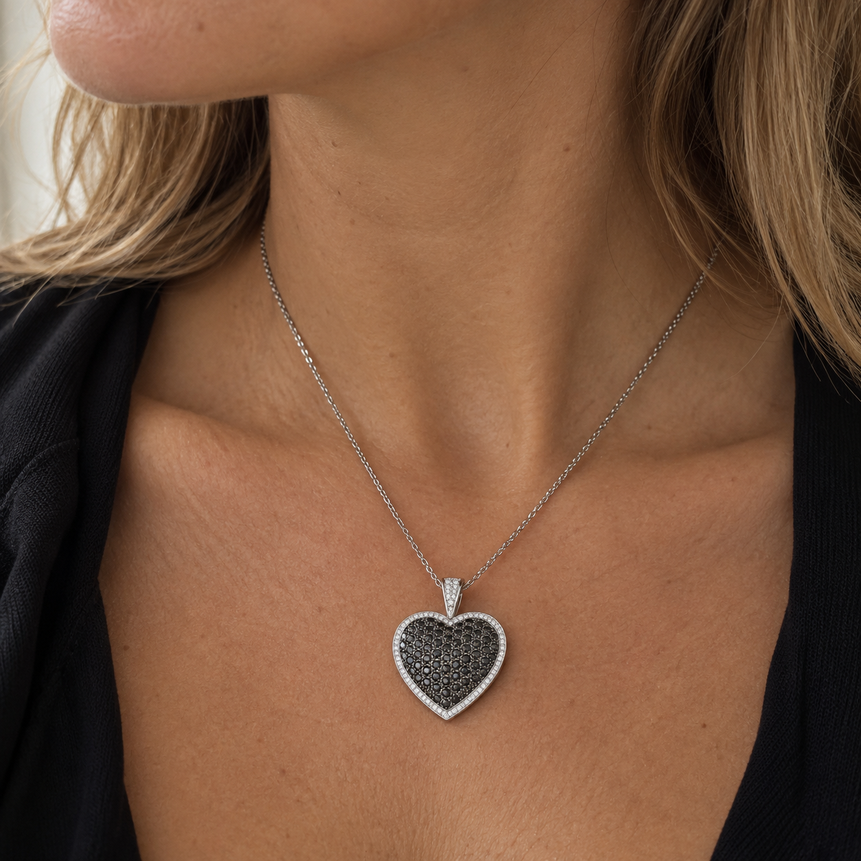 Pendentif Coeur - Or blanc et Diamants