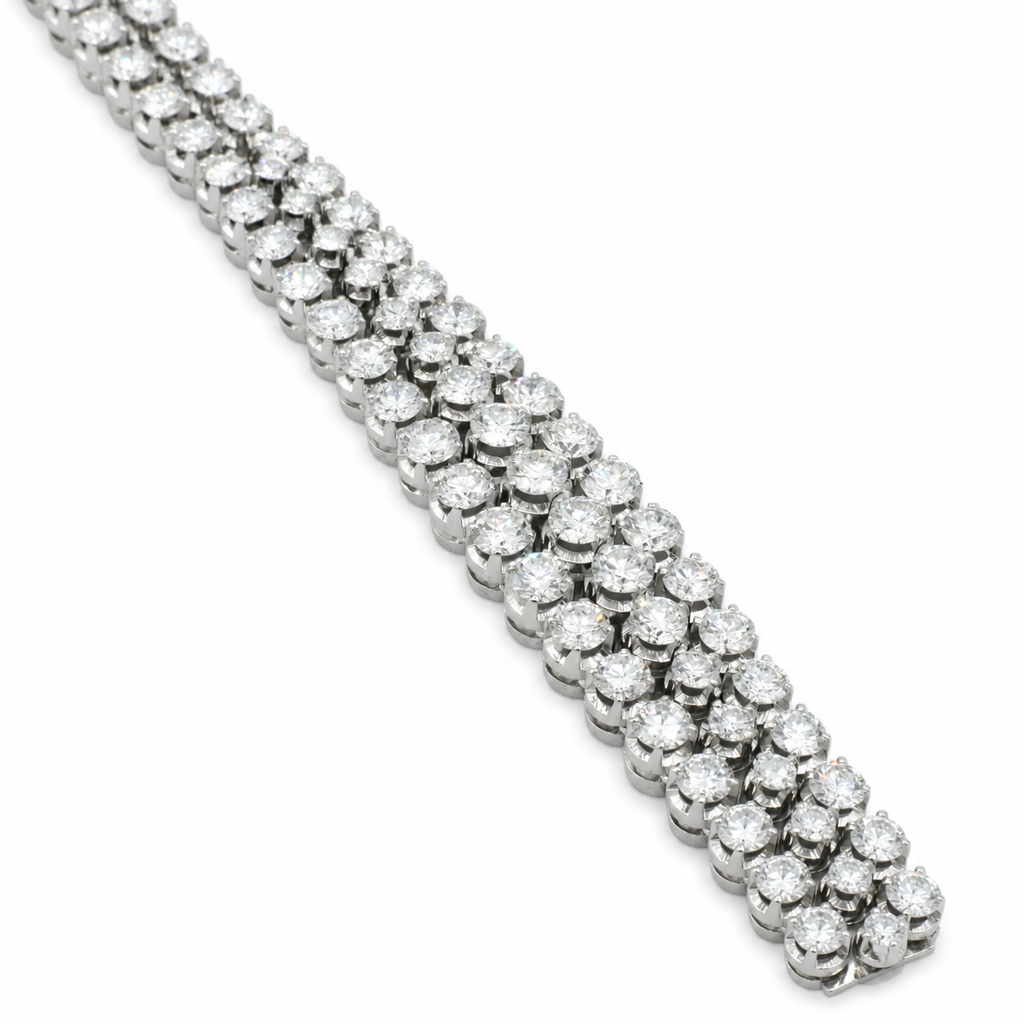 Bracelet Or blanc - Diamants 10 carats - 1970