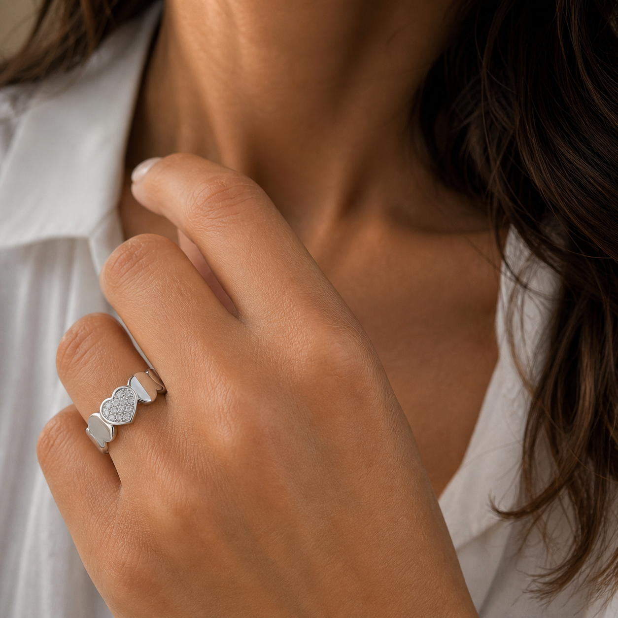 Fred - Bague Coeur Bandeau - Or blanc et Diamants