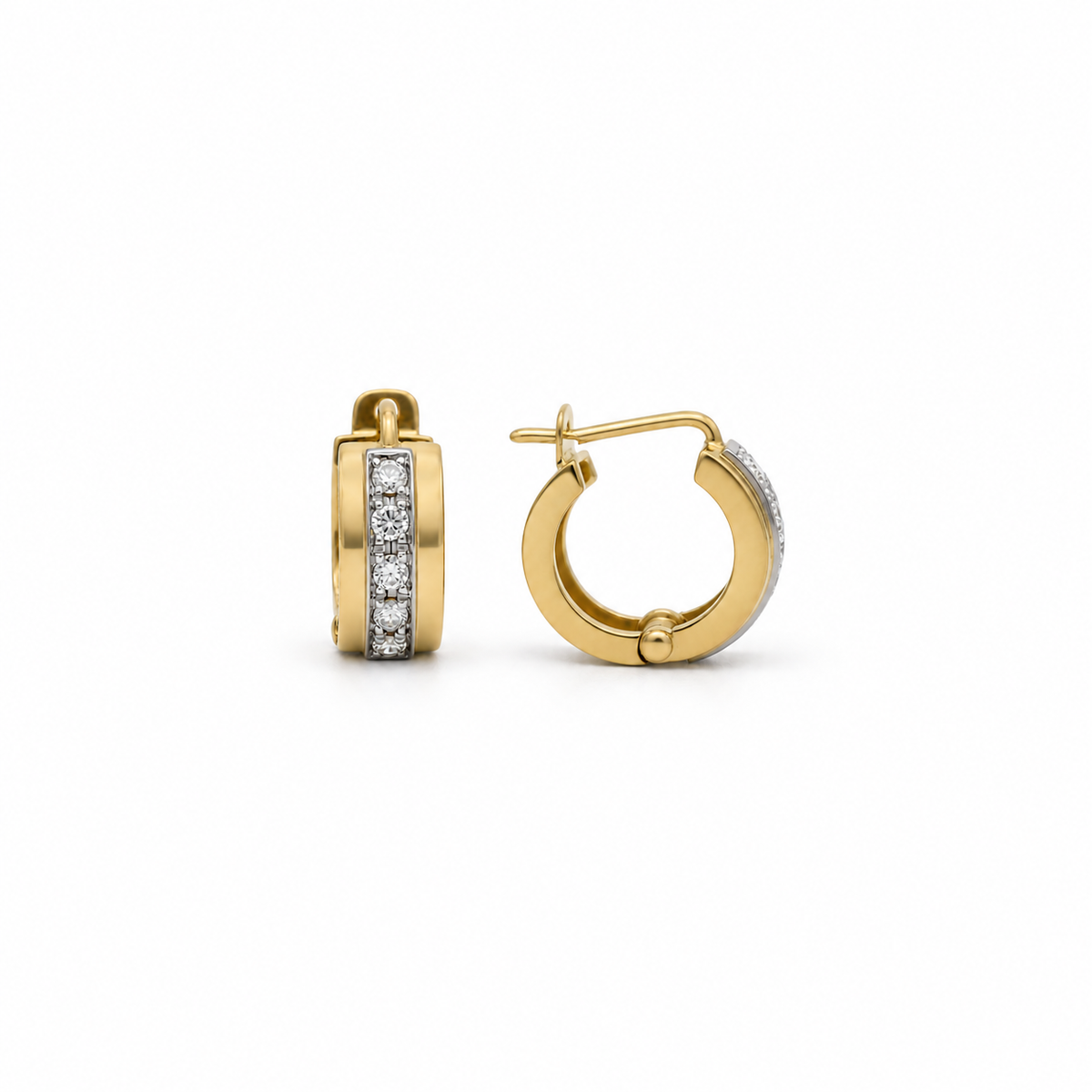 Boucles d’oreilles Créoles  Or jaune et Diamants