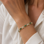 Bracelet Or jaune - Émeraudes et Diamants