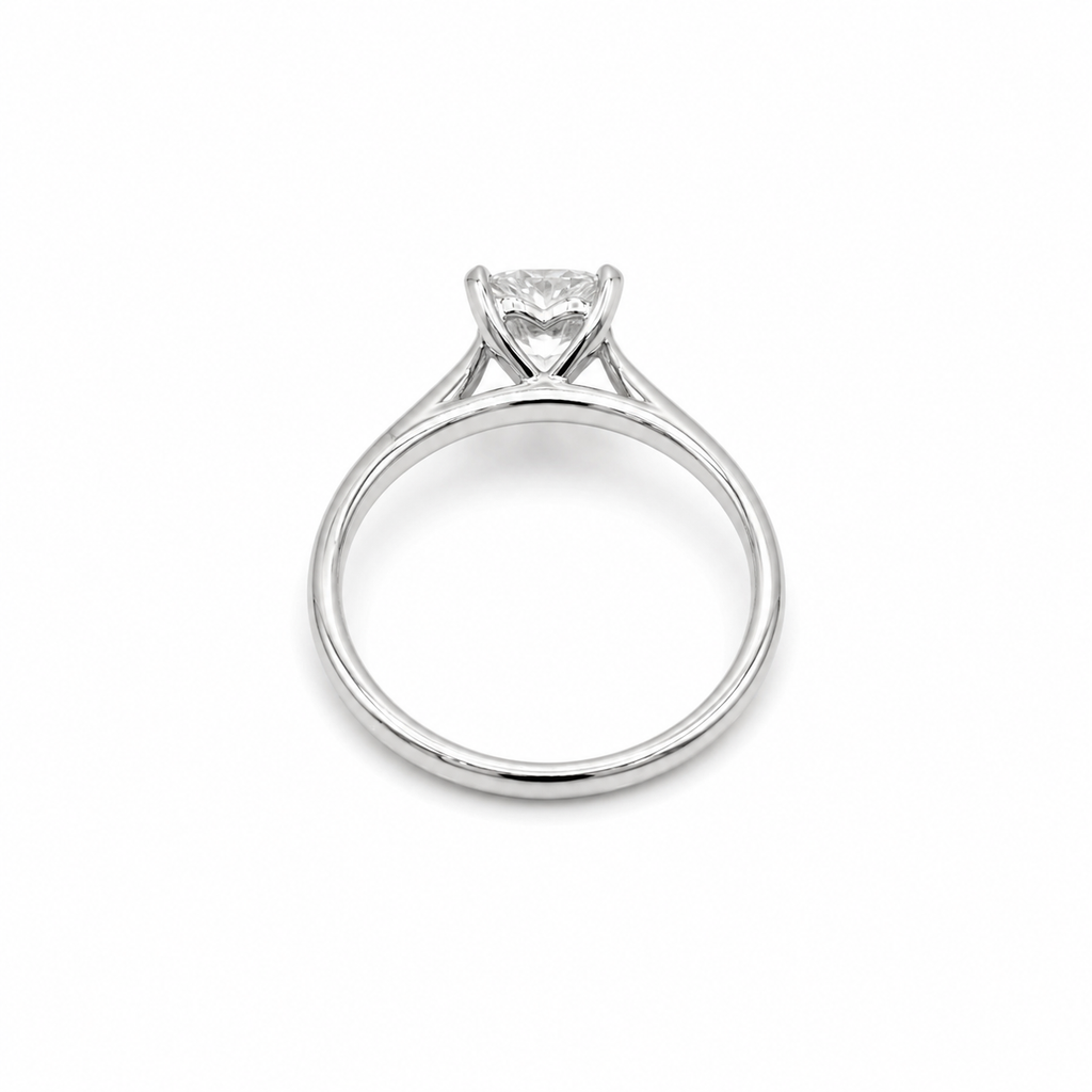 Bague Solitaire - Diamant Coeur - Or blanc