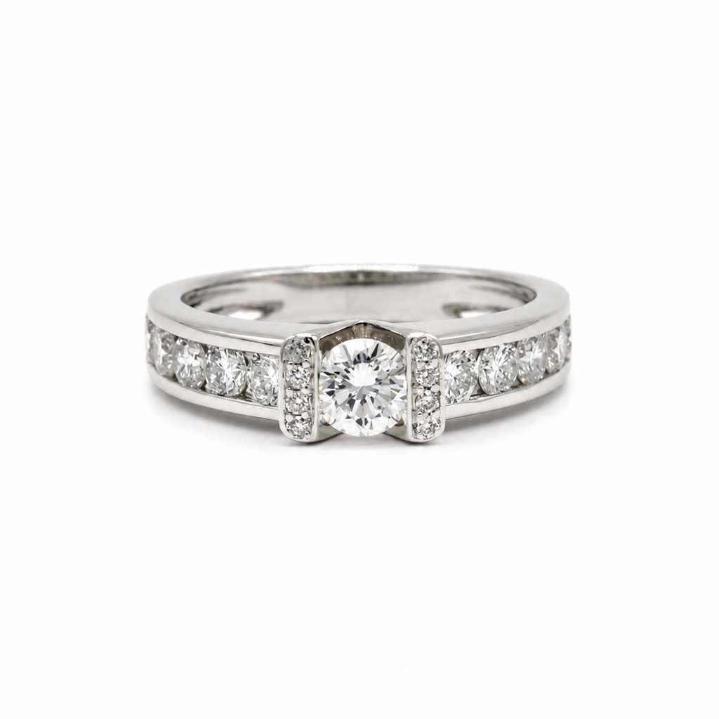 Bague Bandeau Or blanc et Diamants 1,60 carats