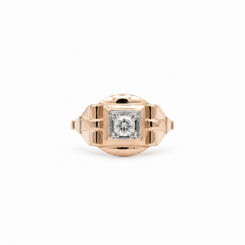 Bague Tank - Or rose - Diamant