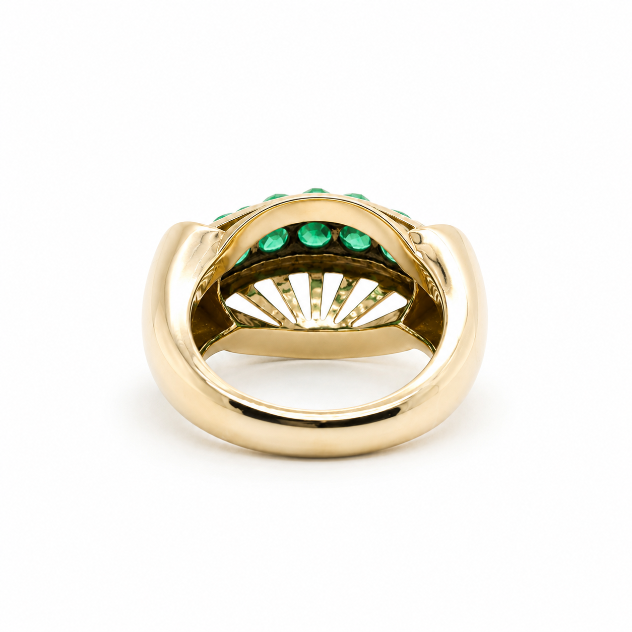 Tank Ring - Rose Gold and Platinum - Emeralds