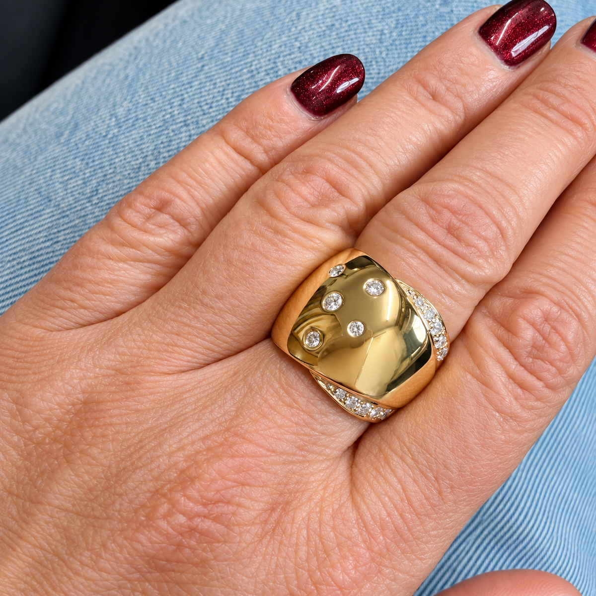 Bague bandeau or jaune et diamants