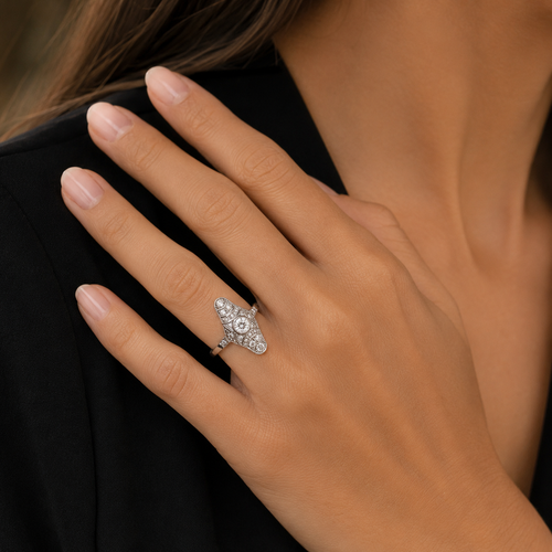 Art Deco - White gold and 0.35 carat diamond ring