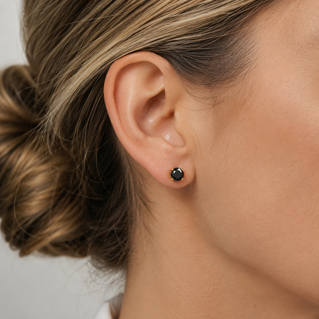 Boucles d’oreilles - Or jaune - Diamants noirs