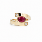 Bague Vintage - Or Jaune - Rubis et Diamants