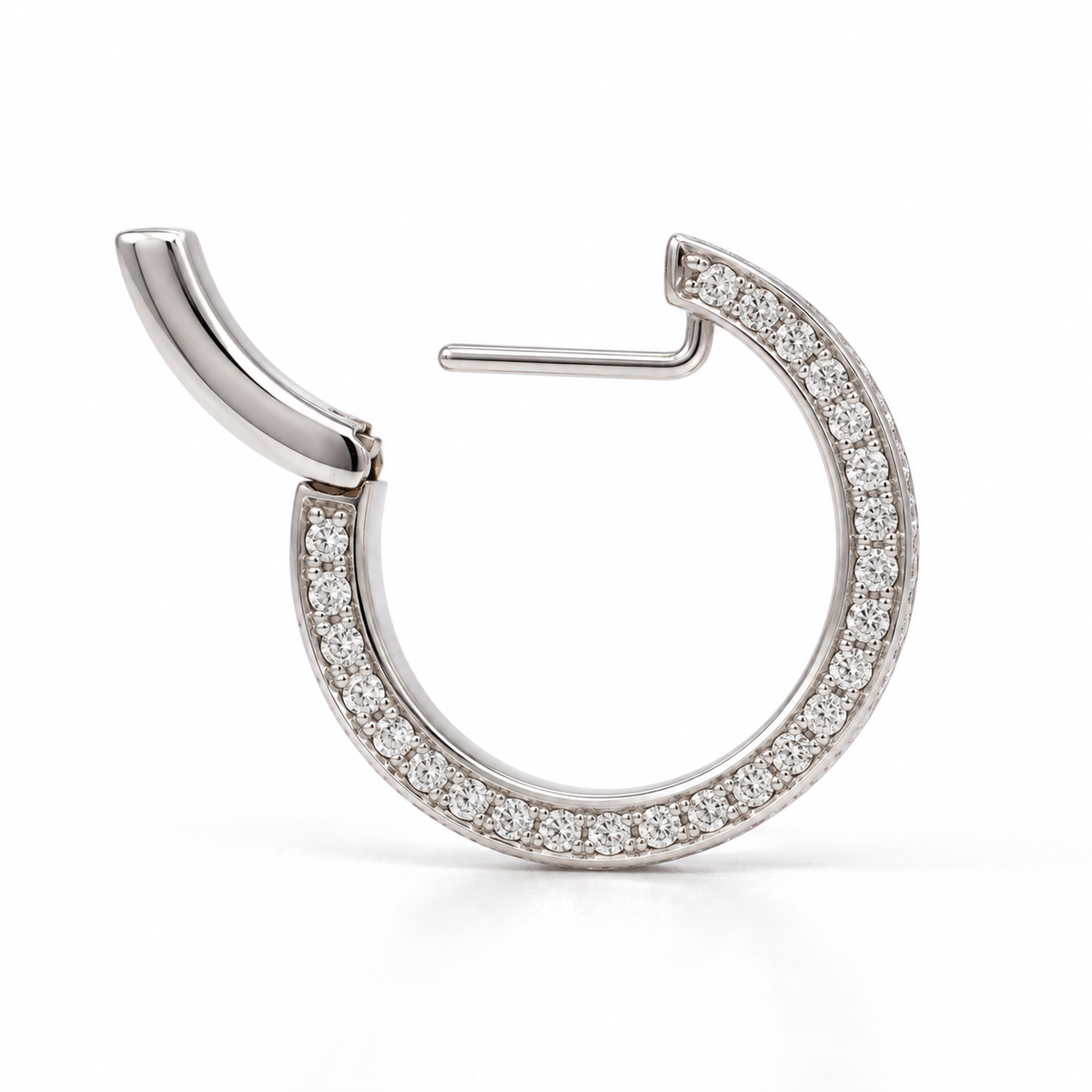 Boucles d’oreilles créoles - Or blanc et Diamants