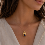 Pendentif Éléphant - Or jaune - Lapis Lazuli