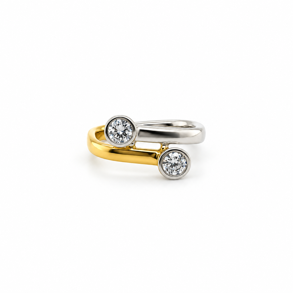 Diamond ring - Yellow gold and Platinum