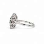 Bague Marguerite - Or blanc Emeraude et Diamants