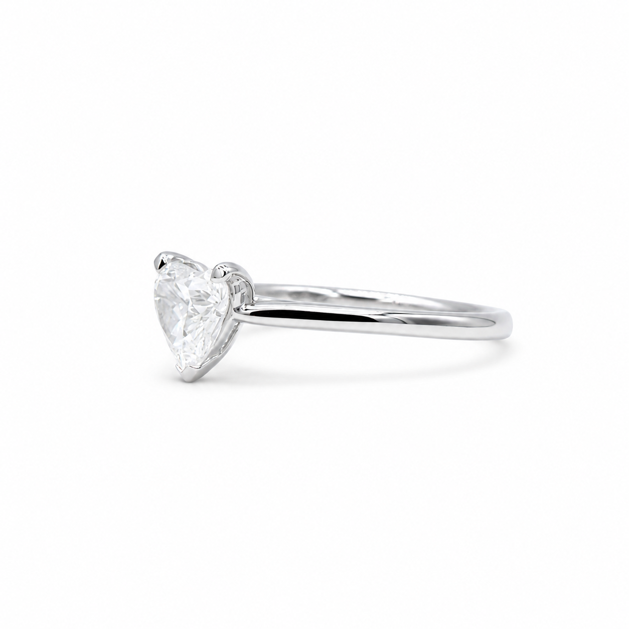 Bague Solitaire - Diamant Coeur - Or blanc