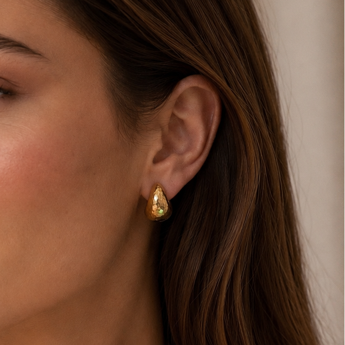 Boucles d’oreilles - Or jaune martelé