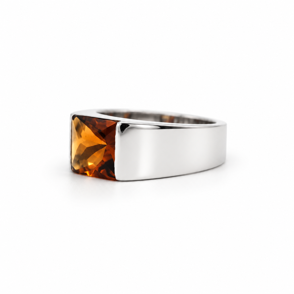 Cartier - Bague Tank Or Blanc et citrine