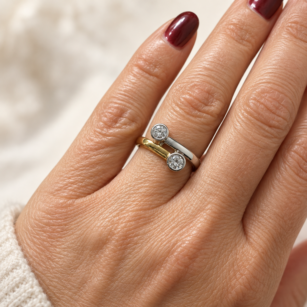 Diamond ring - Yellow gold and Platinum