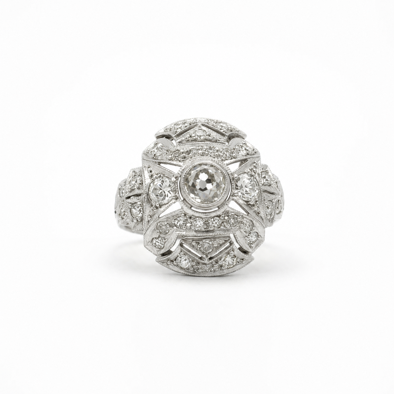 Art déco - Bague Platine - Diamants 1,30 carats
