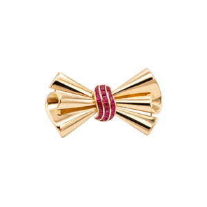 Broche Noeud Or rosé et rubis