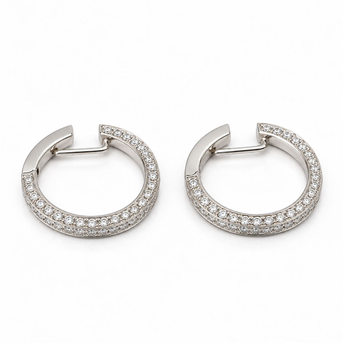 Boucles d’oreilles créoles - Or blanc et Diamants