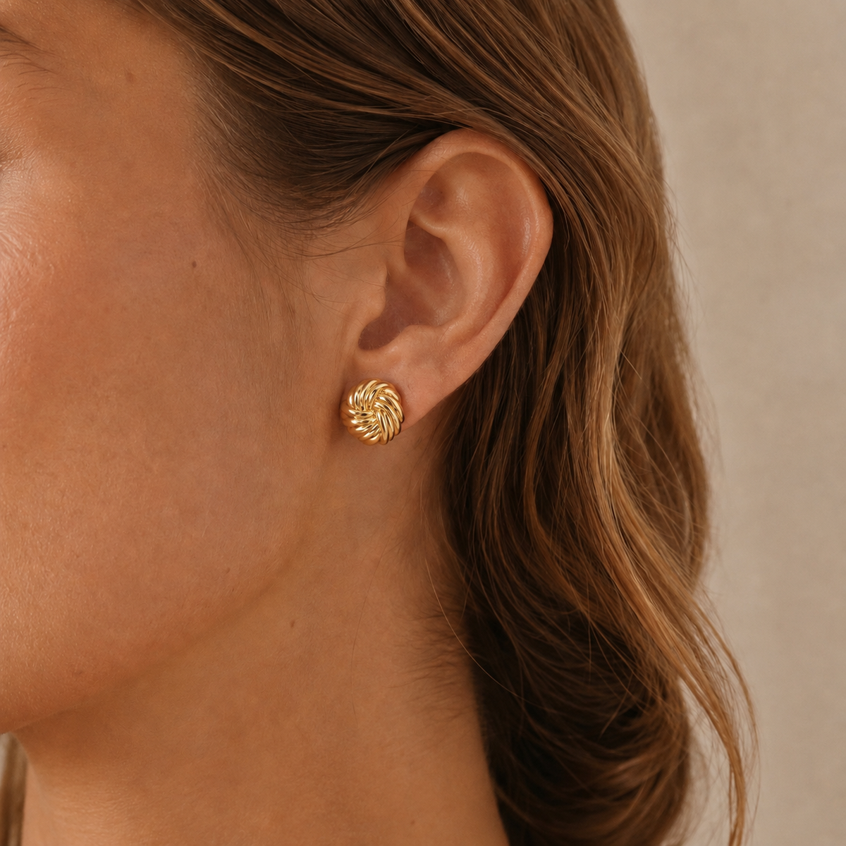 Boucles d’oreilles - Or jaune - Noeud godronné