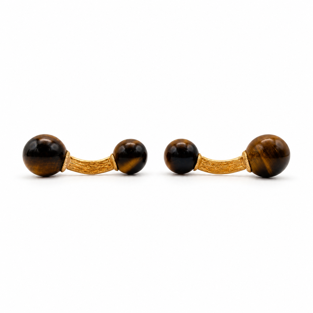 Boutons de manchette Or jaune œil de tigre