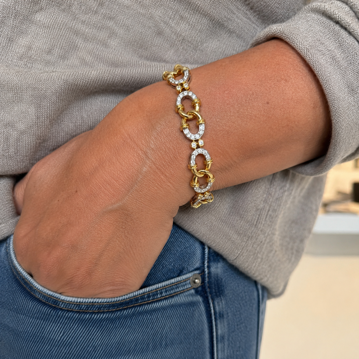 Bracelet Vintage - 2 ors - Diamants 2,73 carats