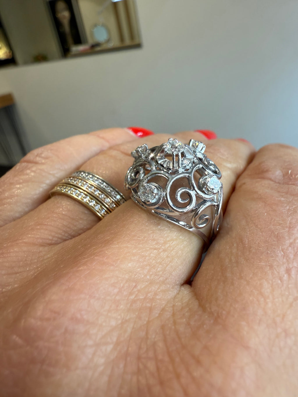 Bague or blanc et platine - Diamants