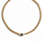 Collier - Or jaune - Saphir et diamants