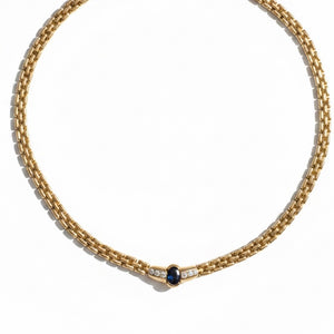 Collier - Or jaune - Saphir et diamants