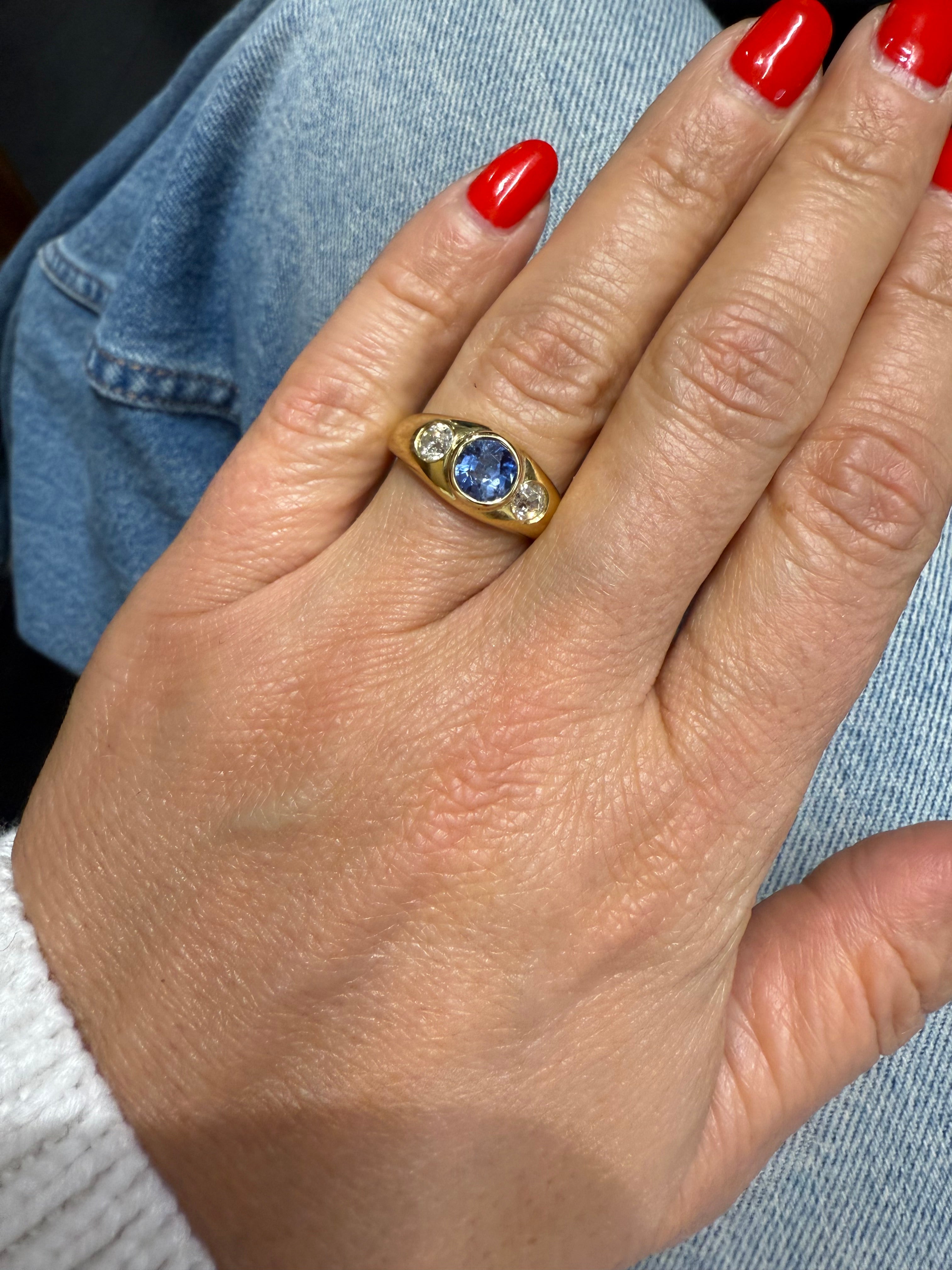 Bague Or Jaune - Saphir et Diamants