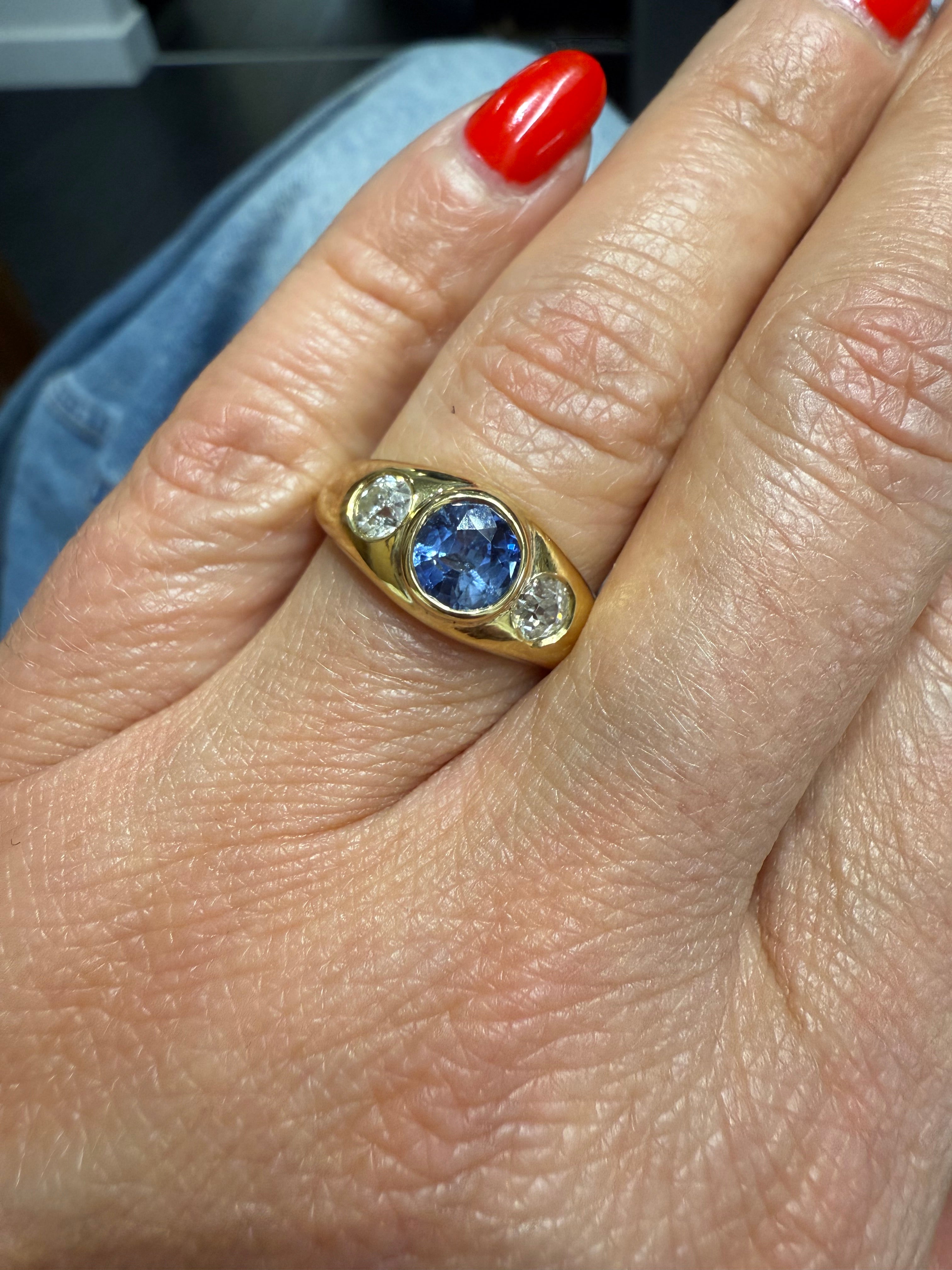 Bague Or Jaune - Saphir et Diamants