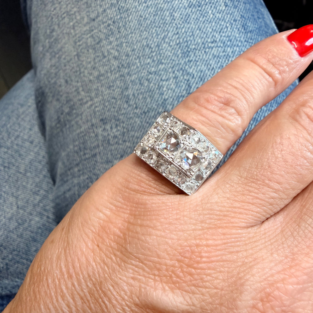 Bague Tank Or blanc et Diamants